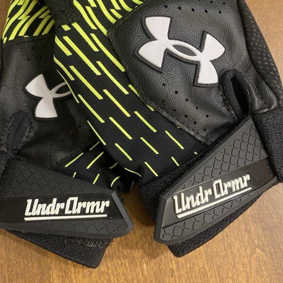 Under Armour Clean Up Batting Gloves Black Green Youth SM Baseball Softball - Picture 4 of 8